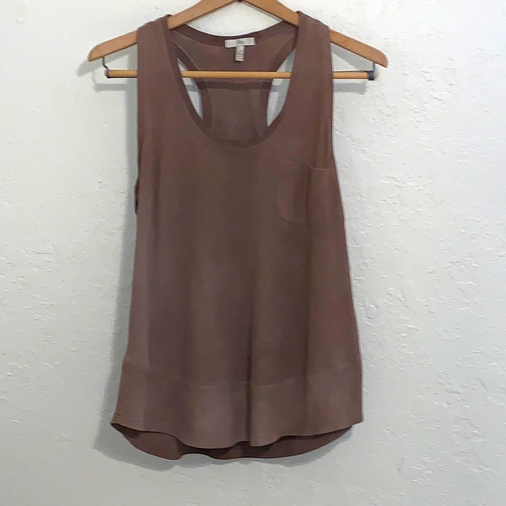 Joie Alicia Leather Tank Top Color Mink - Picture 2 of 6